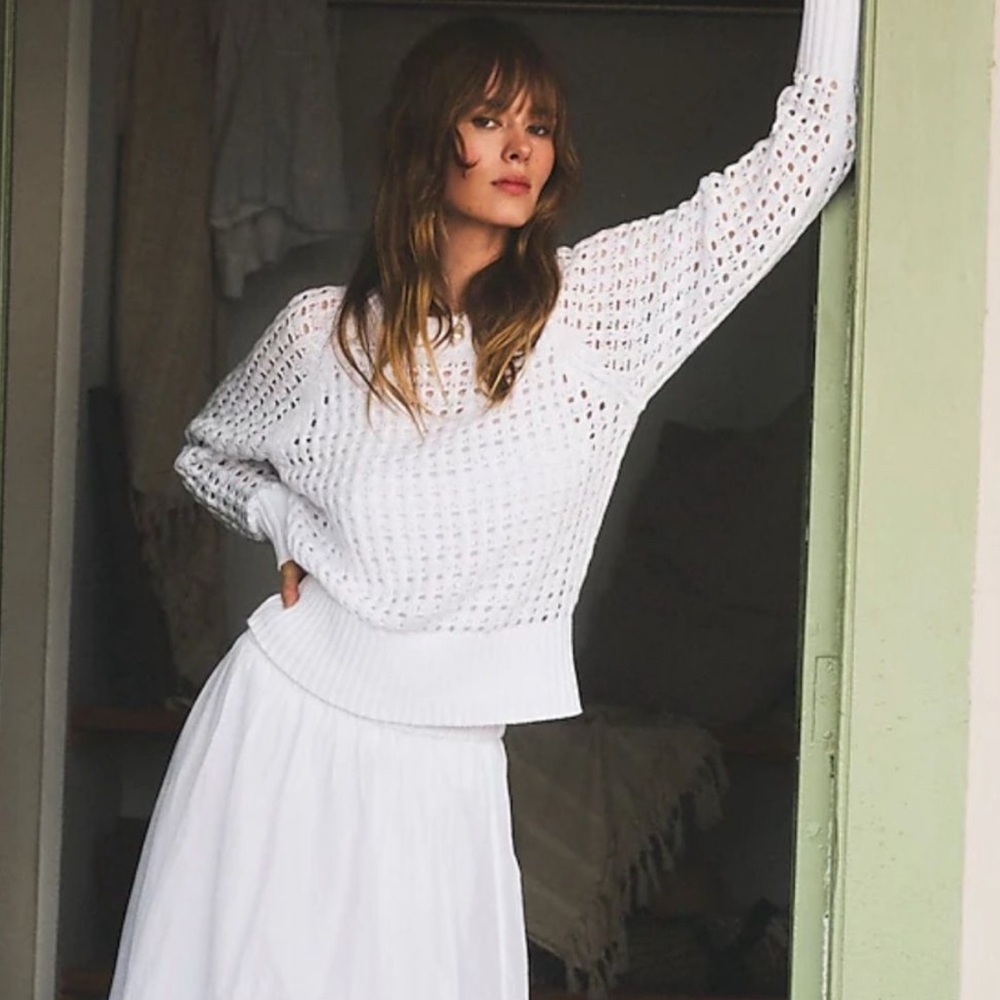 J. Crew Women’s Pointelle crewneck sweater *White*